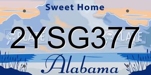 2YSG377 Alabama License Plate