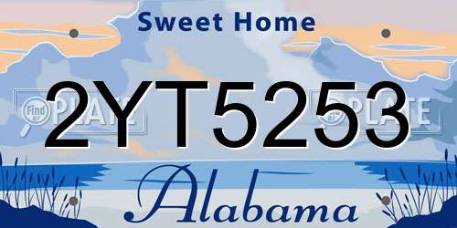 2YT5253 Alabama License Plate