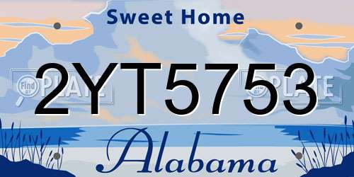 2YT5753 Alabama License Plate