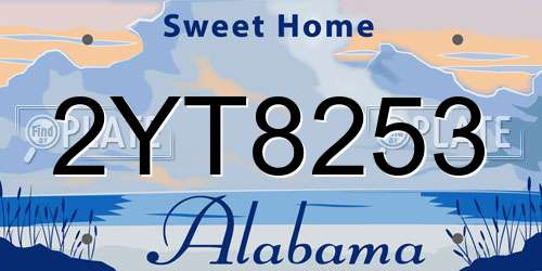 2YT8253 Alabama License Plate