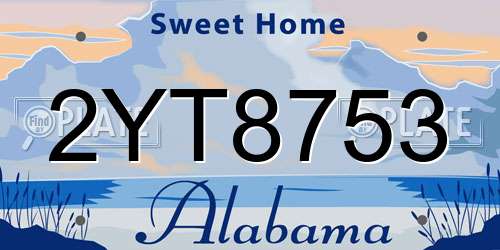 2YT8753 Alabama License Plate