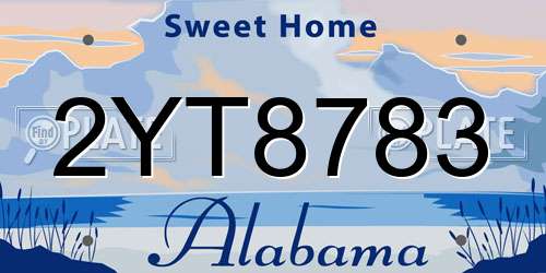2YT8783 Alabama License Plate