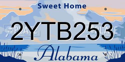 2YTB253 Alabama License Plate