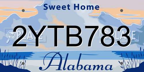 2YTB783 Alabama License Plate
