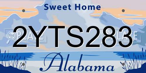 2YTS283 Alabama License Plate