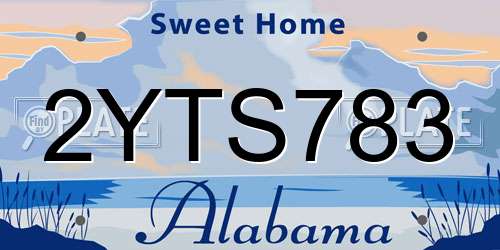 2YTS783 Alabama License Plate