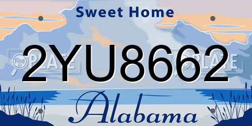 2YU8662 Alabama License Plate