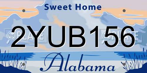 2YUB156 Alabama License Plate