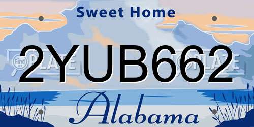 2YUB662 Alabama License Plate