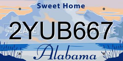 2YUB667 Alabama License Plate