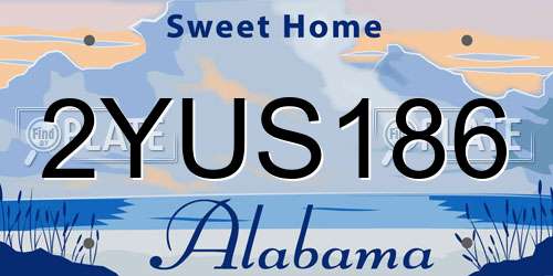 2YUS186 Alabama License Plate