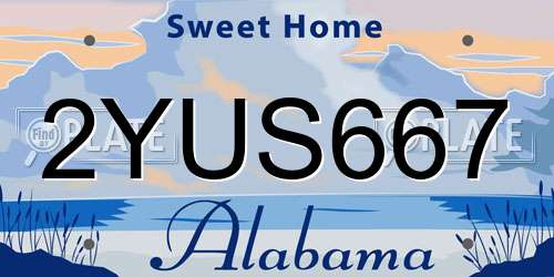 2YUS667 Alabama License Plate