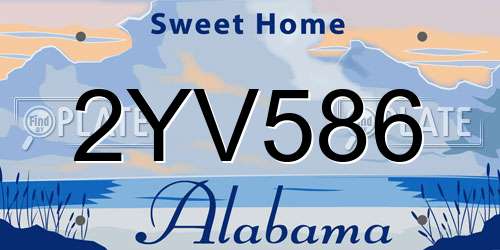 2YV586 Alabama License Plate