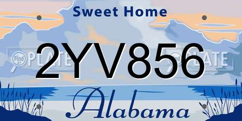 2YV856 Alabama License Plate