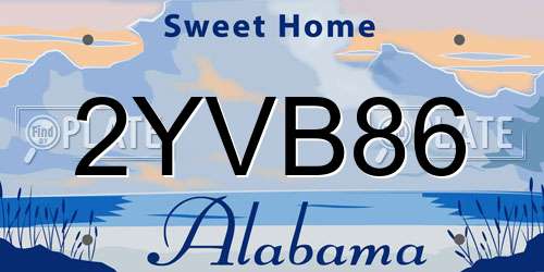 2YVB86 Alabama License Plate