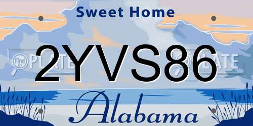 2YVS86 Alabama License Plate