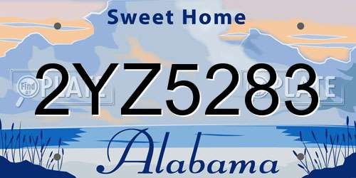2YZ5283 Alabama License Plate