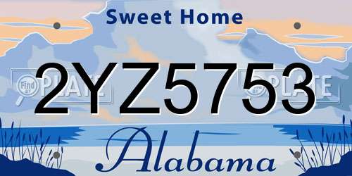 2YZ5753 Alabama License Plate