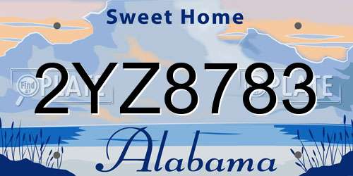2YZ8783 Alabama License Plate