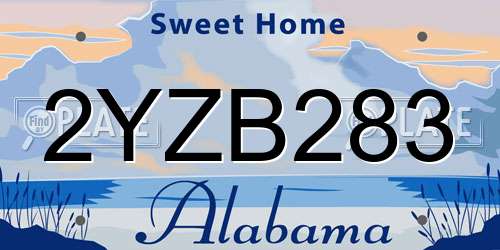 2YZB283 Alabama License Plate
