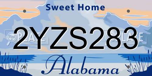 2YZS283 Alabama License Plate