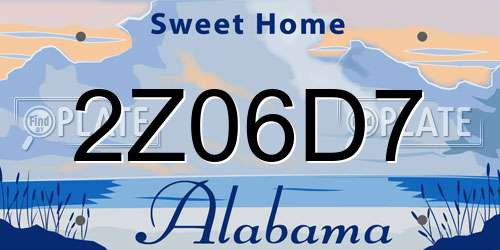 2Z06D7 Alabama License Plate