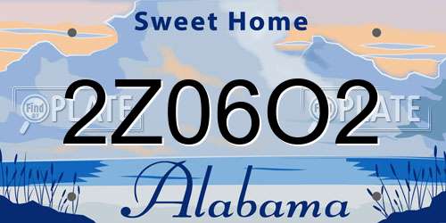 2Z06O2 Alabama License Plate