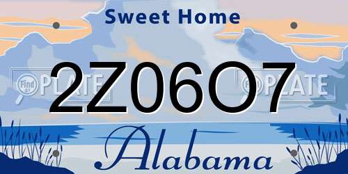 2Z06O7 Alabama License Plate