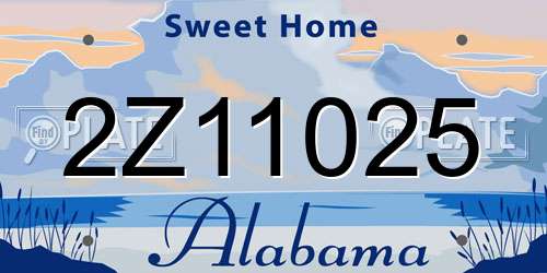 2Z11025 Alabama License Plate