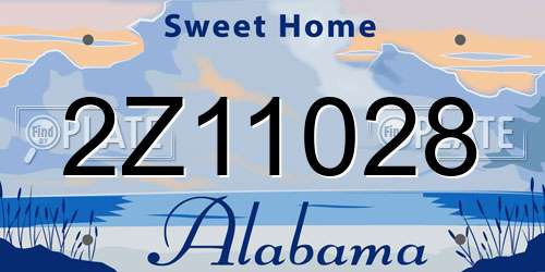 2Z11028 Alabama License Plate