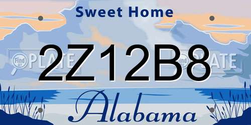 2Z12B8 Alabama License Plate