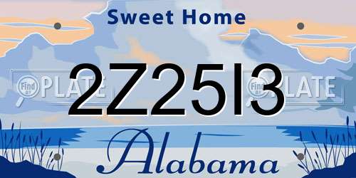 2Z25I3 Alabama License Plate