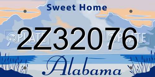 2Z32076 Alabama License Plate