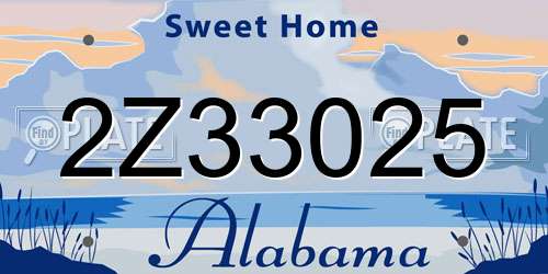 2Z33025 Alabama License Plate