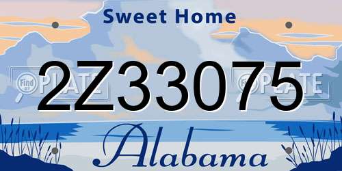 2Z33075 Alabama License Plate