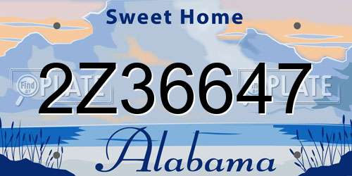 2Z36647 Alabama License Plate