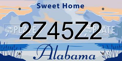 2Z45Z2 Alabama License Plate