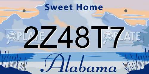 2Z48T7 Alabama License Plate