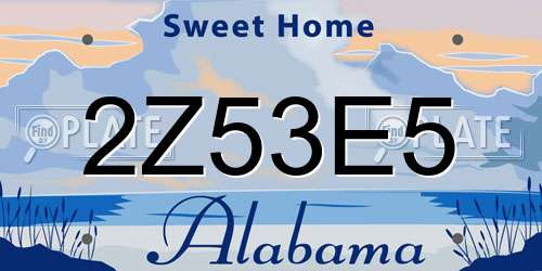 2Z53E5 Alabama License Plate
