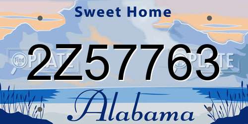 2Z57763 Alabama License Plate