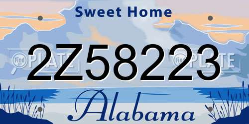 2Z58223 Alabama License Plate