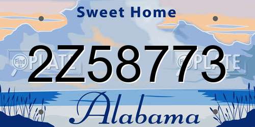 2Z58773 Alabama License Plate