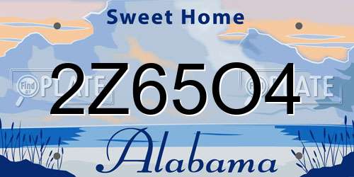 2Z65O4 Alabama License Plate