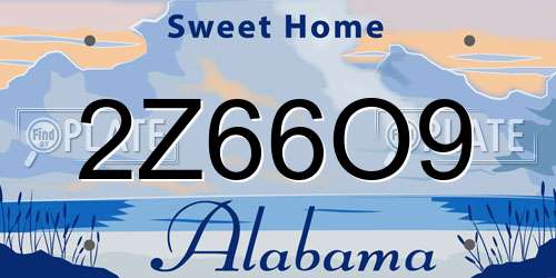 2Z66O9 Alabama License Plate