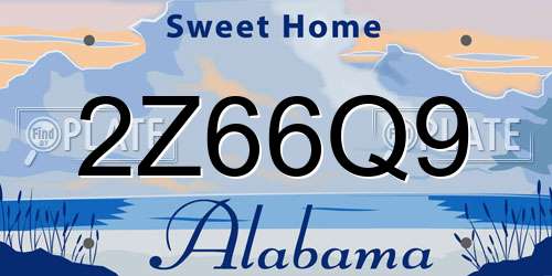 2Z66Q9 Alabama License Plate