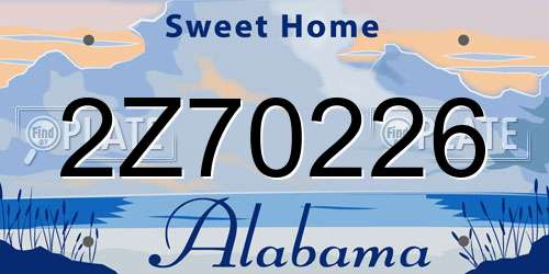 2Z70226 Alabama License Plate