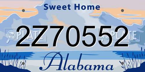 2Z70552 Alabama License Plate