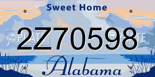 2Z70598 Alabama License Plate