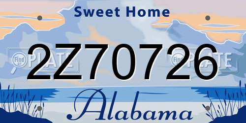 2Z70726 Alabama License Plate