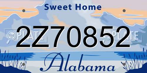 2Z70852 Alabama License Plate